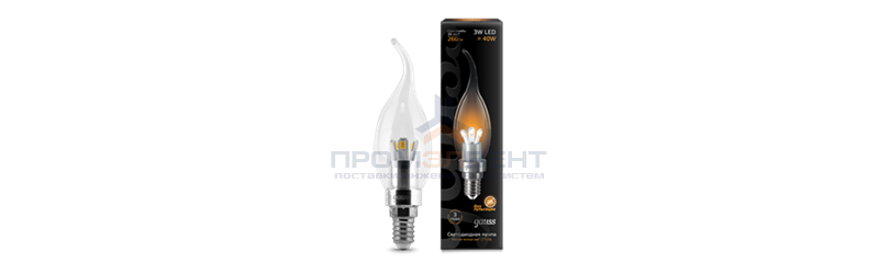 Лампа Gauss LED Candle Tailed Crystal clear  3W E14 2700K 1/10/100