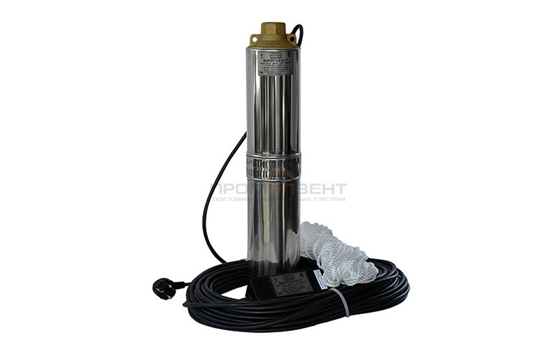 Насос скважинный Водолей БЦПЭУ 0,32-25 У (0,44 кВт,однофазный, Qmax 1,2 л/мин, Hmax 36м, кабель 25м)