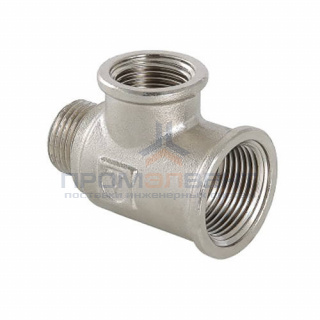 Тройник переходной резьбовой VALTEC VTr.134.R - 1/2" x 3/4" x 3/4" (НР/ВР/ВР, латунь никелированная)