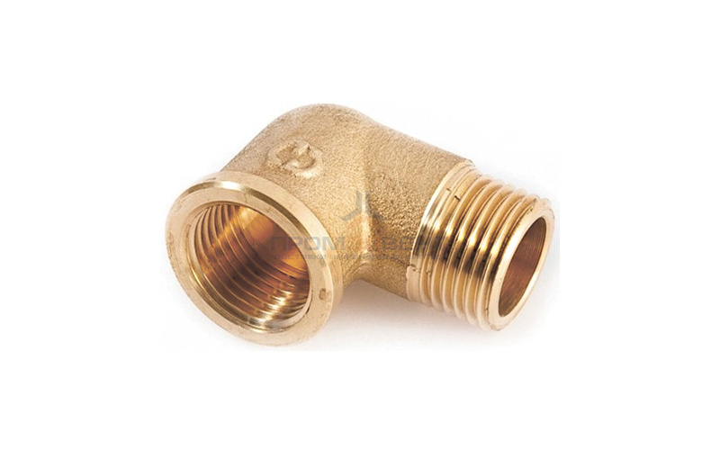 Отвод 90° латунный резьбовой равнопроходный STOUT (НР/ВР) - 1/2