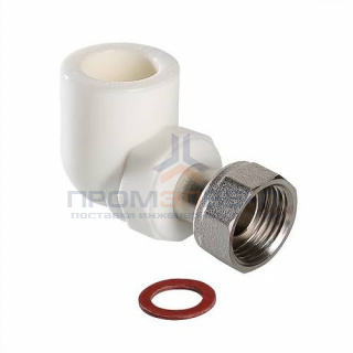 Переход на накидную гайку угловой VALTEC VTp.758 - 25 x 3/4" (для полипропиленовых труб, белый)