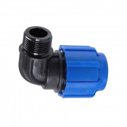 Переход на наружную резьбу угловой Политэк - 20 x 1/2" (винтовой, для труб ПНД)