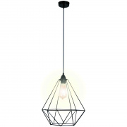 14-36 Светильник декоративный в стиле лофт, подвесной, "Рагно", металлический, Е27 60Вт, 220В, черный, шнур черный, 800мм, крепление под крючок, Ø320х370мм, лампочки в комплект не входят.