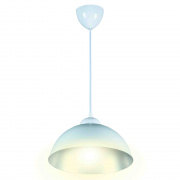 14-48 Светильник декоративный, подвесной, "Пэрсо", металлический, Е27 40Вт, 220В, белый с серебрянным, шнур белый, 450мм, крепление на планку, Ø250х150мм, лампочки в комплект не входят.