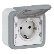 Розетка с крышкой IP55 накладной монтаж Legrand Plexo серый