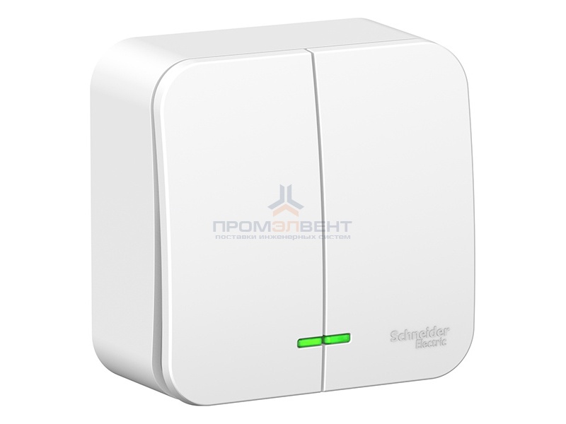 Выключатель 2-клавишный с подсветкой (cх.5) Blanca Schneider Electric 10А 250В белый монтажная пласт