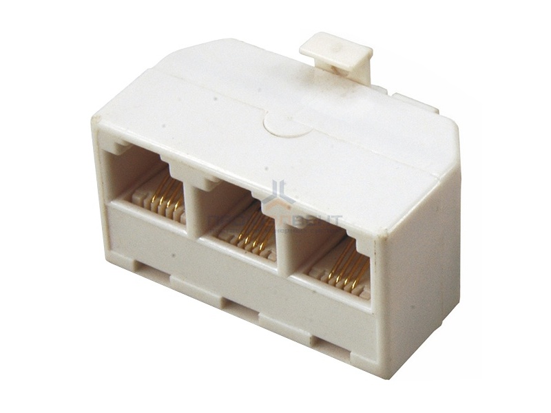 Телефонный тройник 6P-4C (штекер - 3 гнезда)