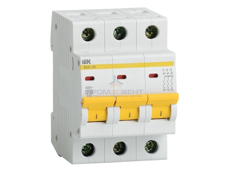 Автоматический выключатель ВА47-29 3Р 40А 4,5кА характеристика D ИЭК (автомат)
